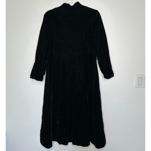 Vtg Opera Long Jacket Black Velvet Rhinestone Button Small - Picture 2 of 11